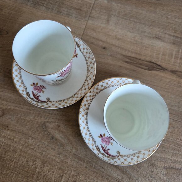 1980s Imperial Lomonosov made in USSR Wedding 2 porcelain cups and saucers. - Picture 4 of 8